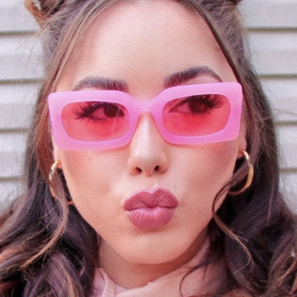 Pink thick frame sunglasses
